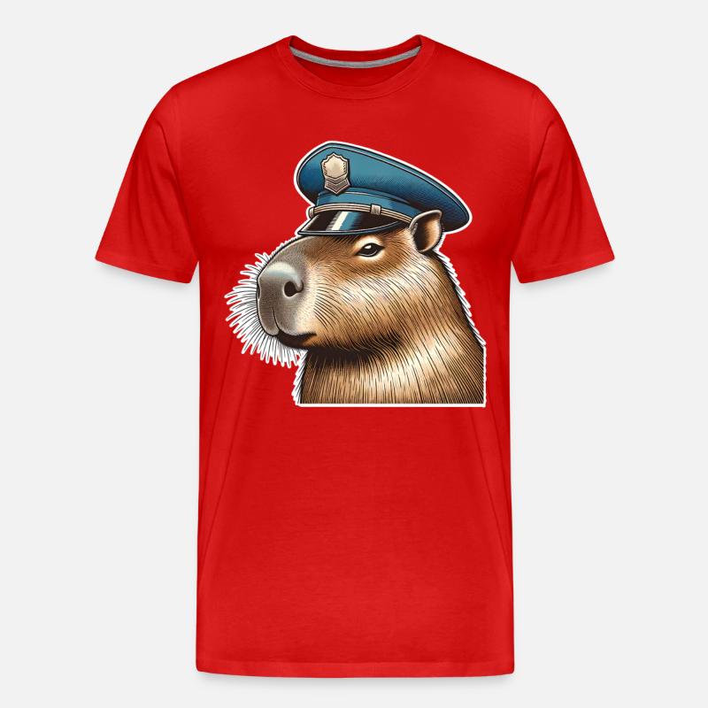 Capybara Polizei - Männer Premium Bio T-Shirt - Rot