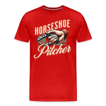 Lancer de fer à cheval Lancer de fer à cheval - T-shirt bio Premium Homme - rouge - Devant - Damien (186cm)