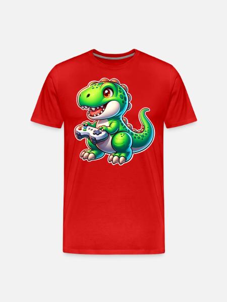 Gaming Dinosaur T Rex - Men's Premium Organic T-Shirt - red