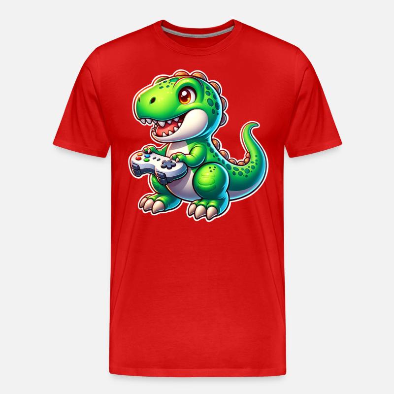 Gaming Dinosaurier T Rex - Männer Premium Bio T-Shirt - Rot