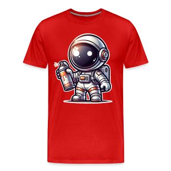 Graffiti Sprayer Astronaut - Men's Premium Organic T-Shirt - red - Front - Damien (186cm)