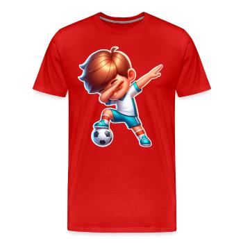 Soccer Soccer Dabbing - T-shirt bio Premium Homme - rouge - Devant - Damien (186cm)