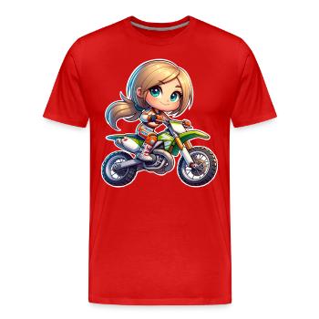 Motocross Femmes Filles Fille - T-shirt bio Premium Homme - rouge - Devant - Damien (186cm)