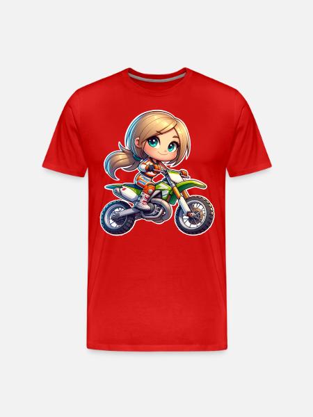 Motocross Women Girls Girl - Men's Premium Organic T-Shirt - red