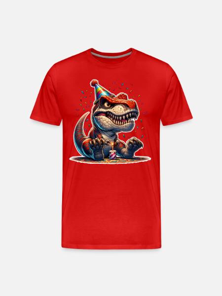 Dinosaur Birthday Dino T Rex - Men's Premium Organic T-Shirt - red