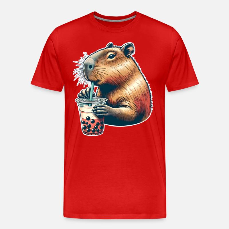Capybara Bubble Tea - Männer Premium Bio T-Shirt - Rot
