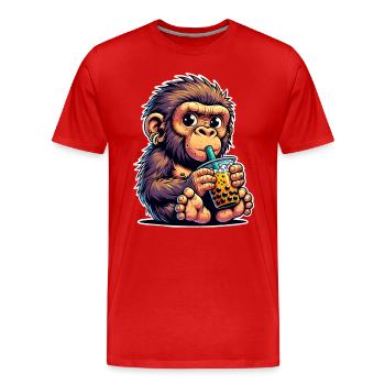 Thé à bulles de Néandertal - T-shirt bio Premium Homme - rouge - Devant - Damien (186cm)