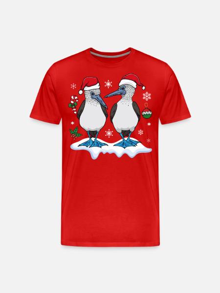 Christmas Blue-footed Booby - Men's Premium Organic T-Shirt - red
