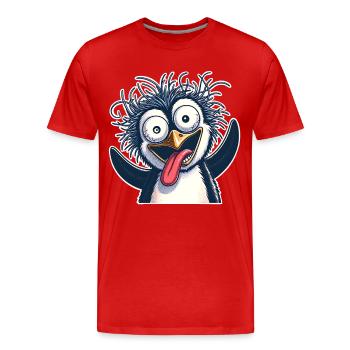 Pinguin Crazy - Männer Premium Bio T-Shirt - Rot - Vorne - Damien (186cm)