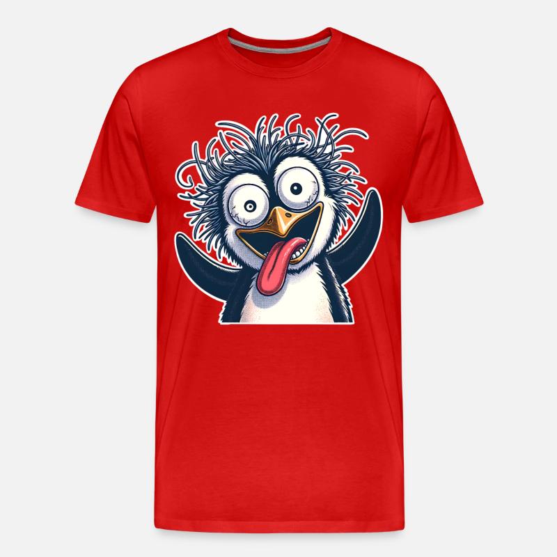 Pinguin Crazy - Männer Premium Bio T-Shirt - Rot