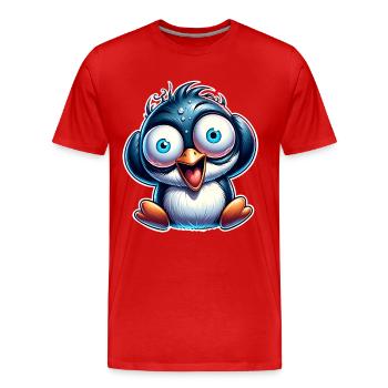 Pinguin Crazy - Männer Premium Bio T-Shirt - Rot - Vorne - Damien (186cm)
