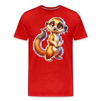 Meerkat - Men's Premium Organic T-Shirt - red - Front - Damien (186cm)