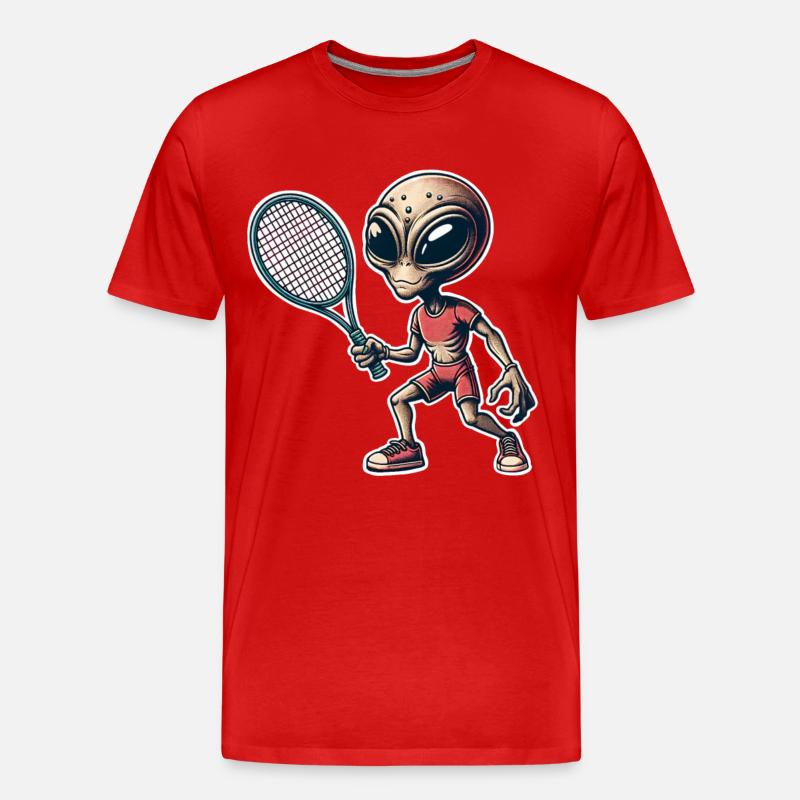 Alien Tennis - Männer Premium Bio T-Shirt - Rot