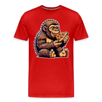 Neandertaler Pizza - Männer Premium Bio T-Shirt - Rot - Vorne - Damien (186cm)