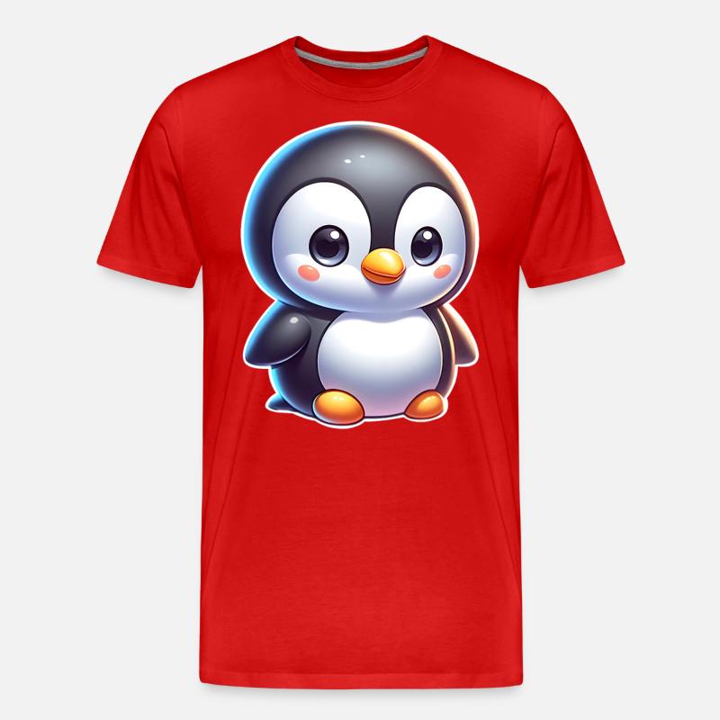 Pinguin - Männer Premium Bio T-Shirt - Rot