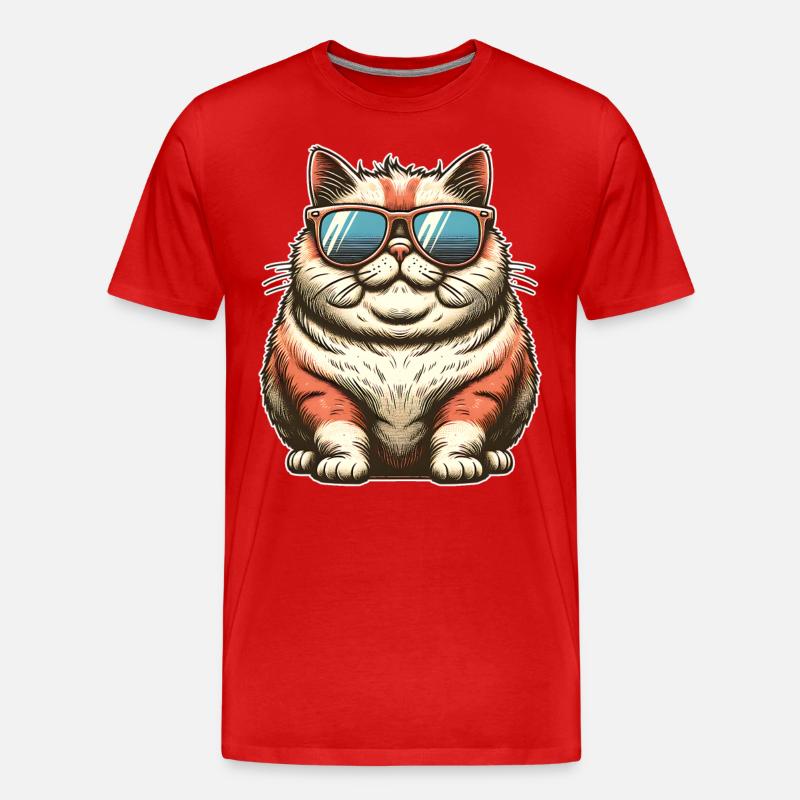 Dicke Coole Katze - Männer Premium Bio T-Shirt - Rot