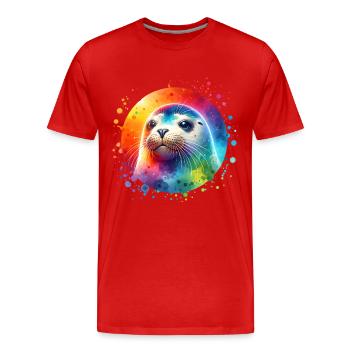 Robbe Seehund - Männer Premium Bio T-Shirt - Rot - Vorne - Damien (186cm)