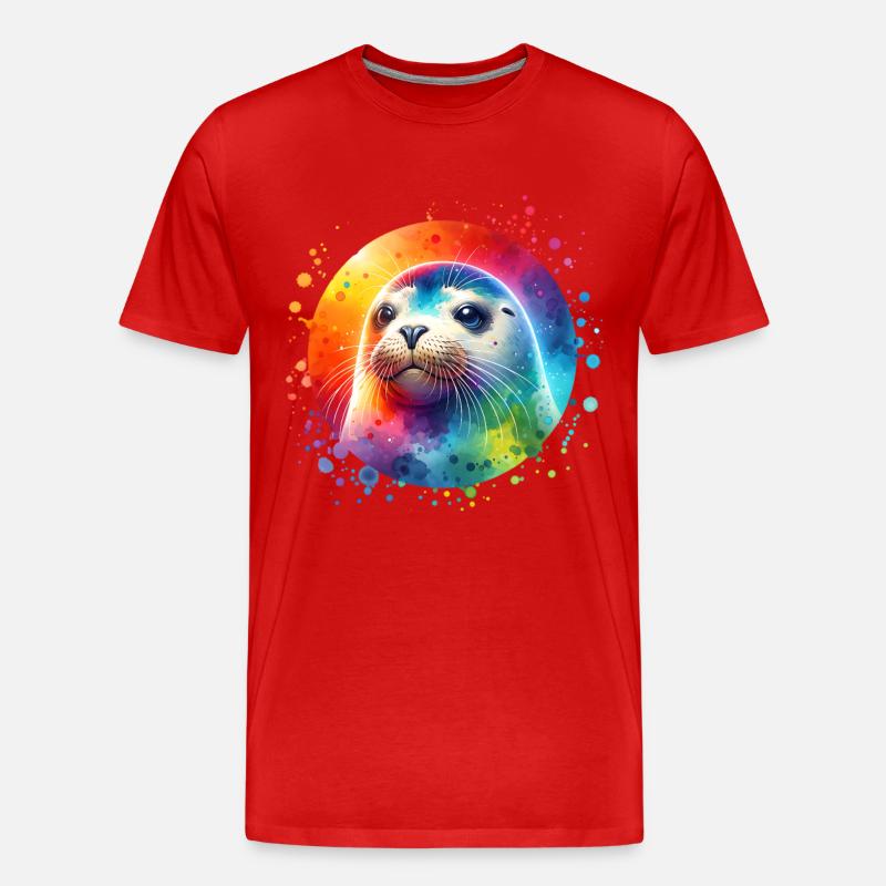 Robbe Seehund - Männer Premium Bio T-Shirt - Rot