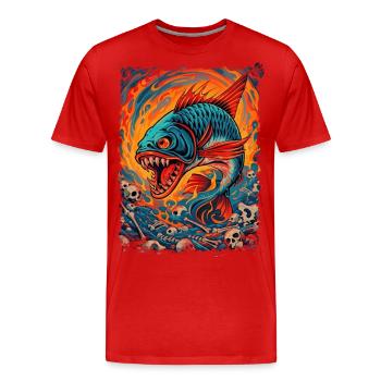 Monster Fish - Men's Premium Organic T-Shirt - red - Front - Damien (186cm)