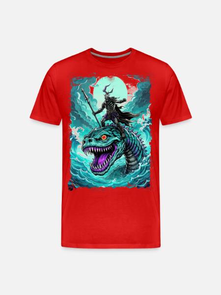 Skeletal Sea Monster - Men's Premium Organic T-Shirt - red