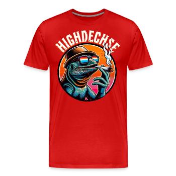 Weed Kiffen Highdechse - Männer Premium Bio T-Shirt - Rot - Vorne - Damien (186cm)