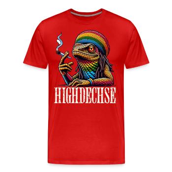 Haut lézard - T-shirt bio Premium Homme - rouge - Devant - Damien (186cm)