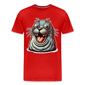 Robbe Seehund - Männer Premium Bio T-Shirt - Rot - Vorne - Damien (186cm)