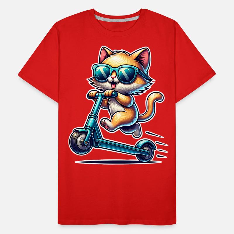 E-Scooter E-Roller Katze Scooter Männer Premium Bio T-Shirt