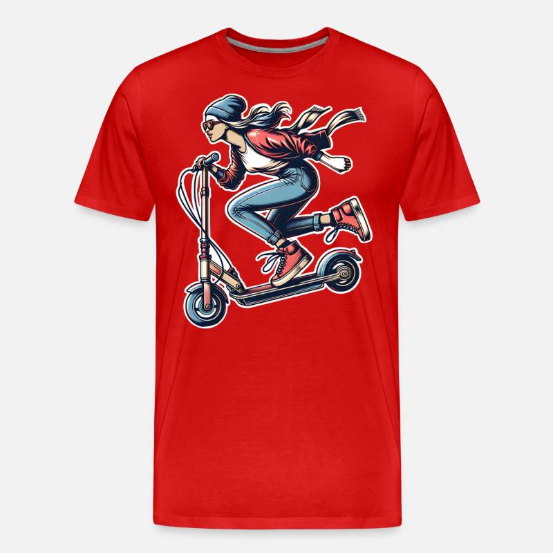 E-Scooter E-Roller Frau Scooter - Männer Premium Bio T-Shirt - Rot