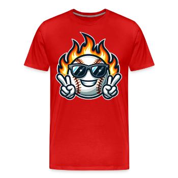 Baseball Flames - Men's Premium Organic T-Shirt - red - Front - Damien (186cm)
