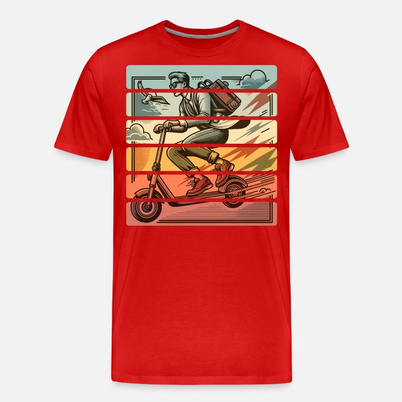 E-Scooter E-Roller Tretroller - Männer Premium Bio T-Shirt - Rot