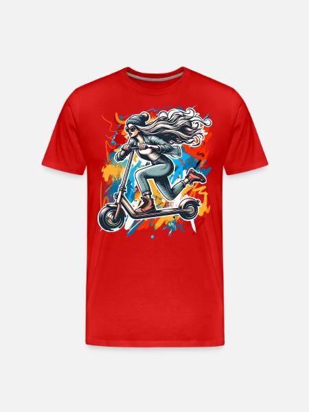 Tretroller E-Scooter E-Roller - Männer Premium Bio T-Shirt - Rot