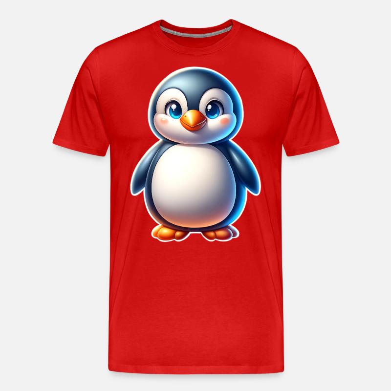 Pinguin - Männer Premium Bio T-Shirt - Rot