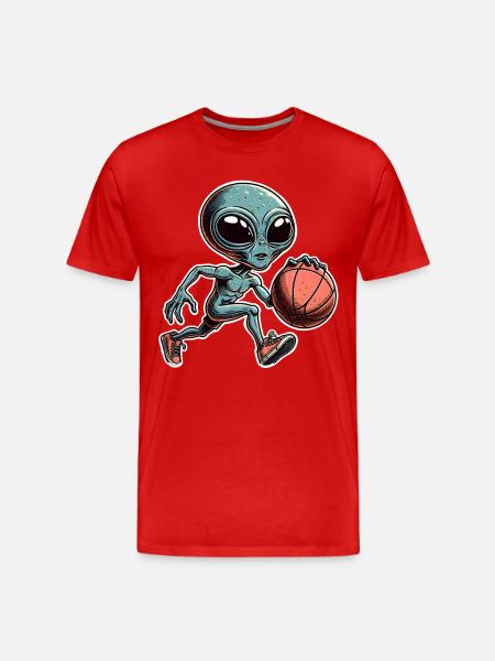 Alien Basketball Dunking - Men's Premium Organic T-Shirt - red