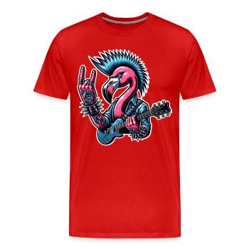 Flamingo Rock and Roll guitarist - Men's Premium Organic T-Shirt - red - Front - Damien (186cm)