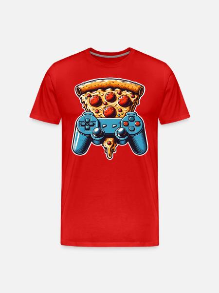Pizza Gaming Gamer - Men's Premium Organic T-Shirt - red