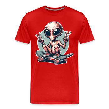 Alien Skateboard Skater Skate - T-shirt bio Premium Homme - rouge - Devant - Damien (186cm)