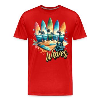 Surfeurs - T-shirt bio Premium Homme - rouge - Devant - Damien (186cm)