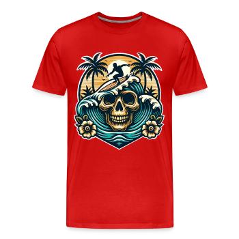 Surfen Surfer skull - Männer Premium Bio T-Shirt - Rot - Vorne - Damien (186cm)