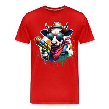 Pistolet à eau vache - T-shirt bio Premium Homme - rouge - Devant - Damien (186cm)