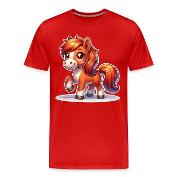 Cheval - T-shirt bio Premium Homme - rouge - Devant - Damien (186cm)