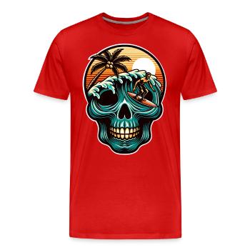 Crâne de surfeur de surf - T-shirt bio Premium Homme - rouge - Devant - Damien (186cm)