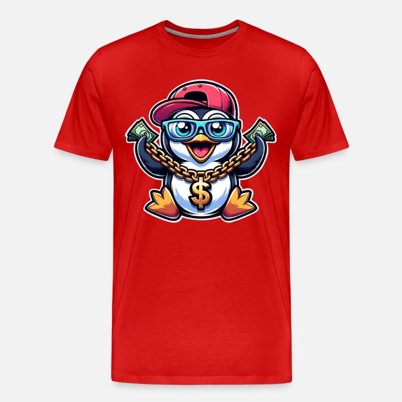 Pinguin - Männer Premium Bio T-Shirt - Rot