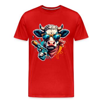 Pistolet à eau vache - T-shirt bio Premium Homme - rouge - Devant - Damien (186cm)