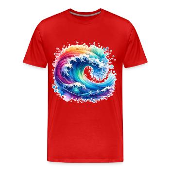 Wave - Men's Premium Organic T-Shirt - red - Front - Damien (186cm)