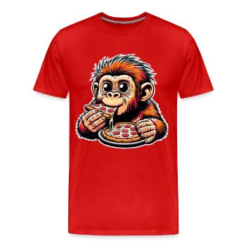 Neandertaler Pizza - Männer Premium Bio T-Shirt - Rot - Vorne - Damien (186cm)