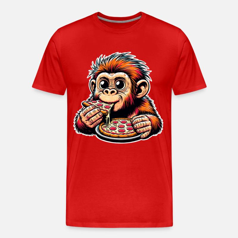 Neandertaler Pizza - Männer Premium Bio T-Shirt - Rot