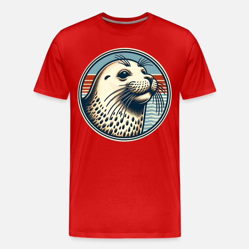 Seehund Robbe - Männer Premium Bio T-Shirt - Rot
