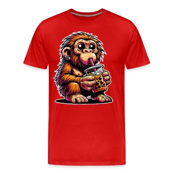 Thé à bulles de Néandertal - T-shirt bio Premium Homme - rouge - Devant - Damien (186cm)