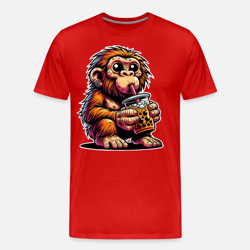 Neandertaler Bubble Tea - Männer Premium Bio T-Shirt - Rot